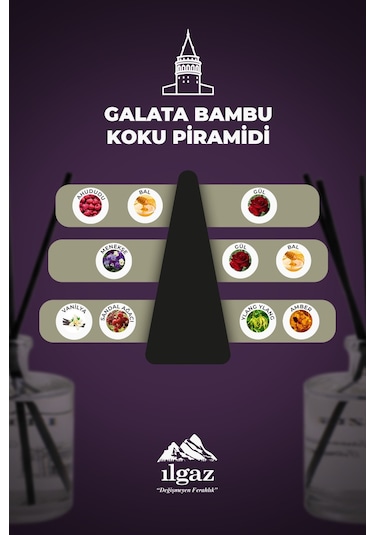 Galata Kulesi Bambu Çubuklu Oda Kokusu Türkiye Serisi Amber - Vanilya 500 ML