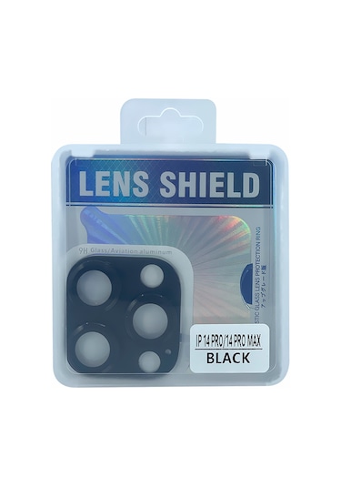 Nettech Apple Uyumlu iPhone 14 Pro Max Metalik Seri Kamera Cam Koruyucu - Siyah