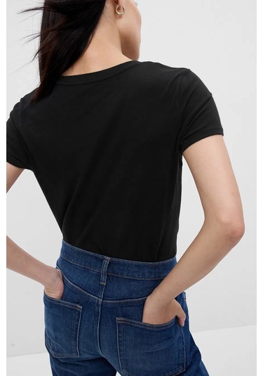 Gap V-ss Logo Classic Kadın Tişört SIYAH