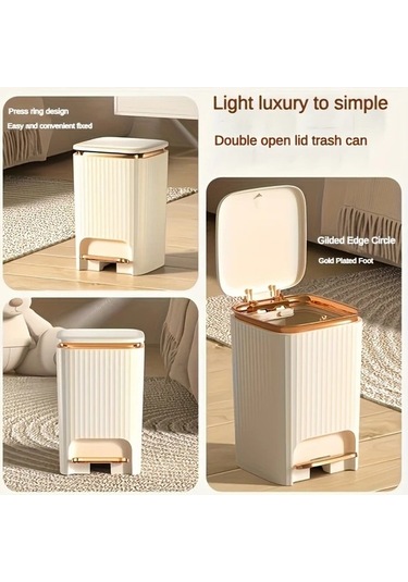 Fastbuy Challenger 2025 Yeni Model Beyaz Orta Boy Koku Kapalı Ayak Pedalli Çöp Kutusu Beyaz