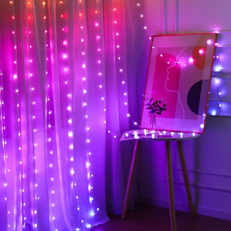 Yuntech01 Yatak Odası Dekoratif Işık Şeridi, Perde Arka Plan Işığı, 3m 300 Led, Pil Ve Kumanda Kontrollü, Yıldız Desenli Ambiyans Lambası Beyaz