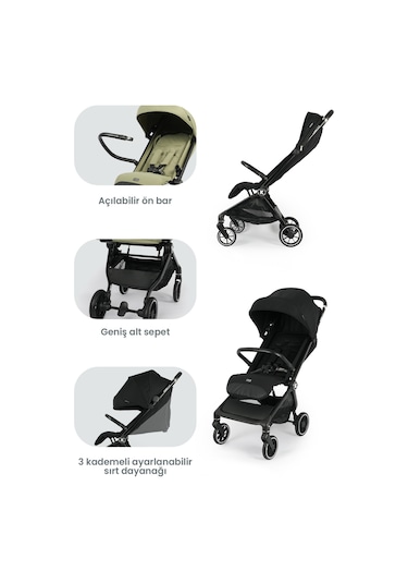 Kanz Bold Autofold Kabin Boy Bebek Arabası Ironblack