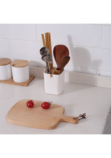 Ximistore9 Biyodegradable Bambü Lifli Organizer Kutusu - Banyo Fırça Tutucu, Masaüstü Ve Mutfak Düzenleyici, Beyaz Beyaz