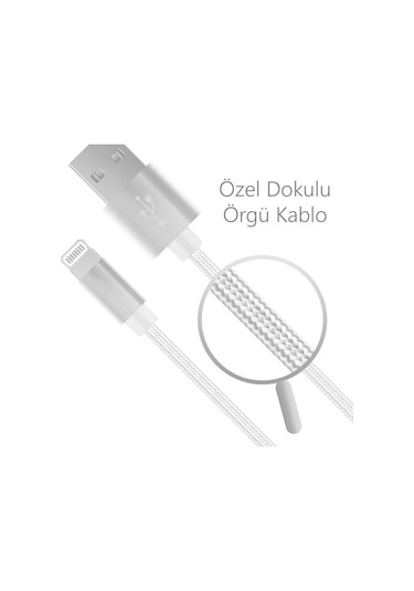 Polosmart PSM06 Lightning Hızlı Şarj Kablosu 1 M Beyaz