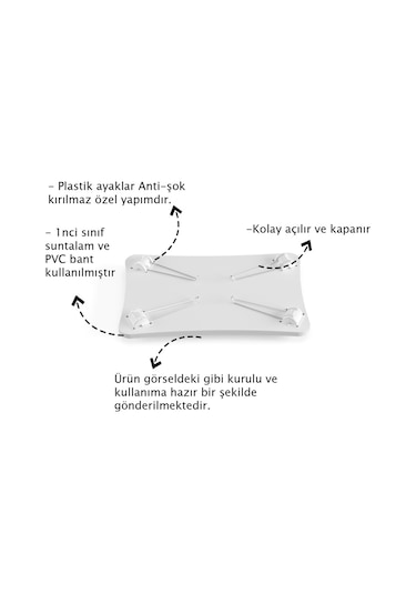 Taşınabilir Katlanır Yatak Koltuk Üstü Hasta Servis Bilgisayar Çalışma Sehpası Beyaz Mermer