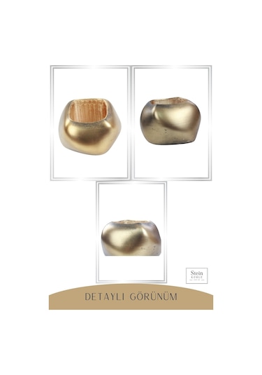 Çiçek Saksısı Dekoratif Kaktüs Saksı 1 Adet Spiral Oval Model - Altın Eskitme