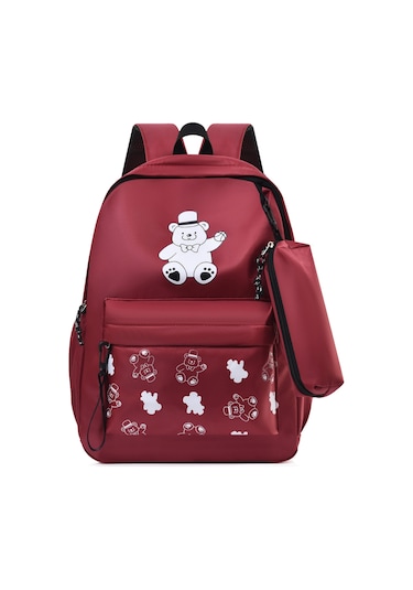 Jzcat Karikatür Baskı Büyük Kapasiteli Sırt Çantası-kırmızı
