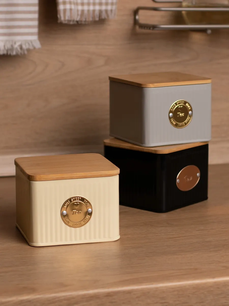 Agness Siyah Altın 800 Ml Metal Kapaklı Çay Kavanozu 167236299