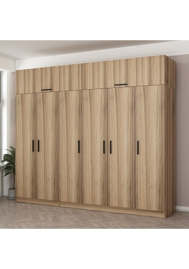 Minar Kale 6 Kapaklı 2 Ç Dolap Ve Yüklük Dore 255cm Ceviz