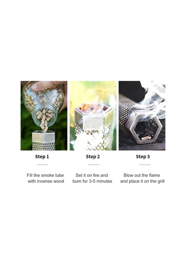 Yuntech01 304 Paslanmaz Çelik Füme Tüpü, Harika Lezzetler İçin Dışarıda Ve Evde Izgara Aleti, 5 Saat Süreli Sürekli Füme Sağlar Çok Renkli