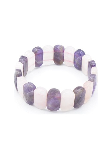 Murty99 Oval Hakiki Pembe Kuvars Ametist Taşı Bileklik Mor