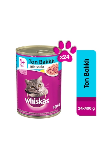 Whiskas Ton Balıklı Jöleli Konserve Yetişkin Kedi Maması 24 x 400 G