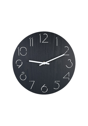 Yaleker Ahşap Duvar Saati Siyah, Delikli Rakamlar, Doğal Stil, Kesin Hareket, Oturma Odası Yatak Odası Ofis Dekoru Pil Dahil Değil Siyah