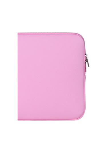 Folinda 14 İnç Laptop Ve Ultrabook İçin İnce Tasarım, Folyo Dolgulu Koruyucu Kılıf - Açık Pembe Zipli Zarf Stili Açık Pembe