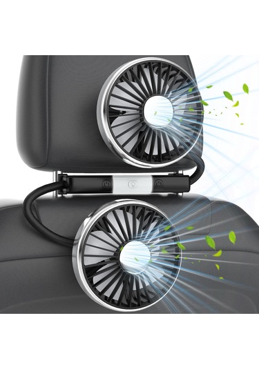 Yifomall Araba Arka Koltuk 360 Döner Usb Fan - 3 Hızlı Çift Başlı Led Işıklı Soğutucu, 12v/24v Uyumlu, Kolay Kurulum