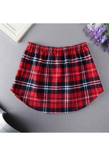 Fastbuy Beyaz Ekose Katmanlı Mini Etek Gömlek, Genişletici Rahat Moda, Kadınlar İçin Ayarlanabilir Beyaz