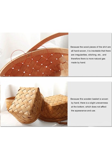 Xiaaokeji Saklama Sepeti Saplı Ahşap Saklama Sepeti Saklama Kabı Kahverengi