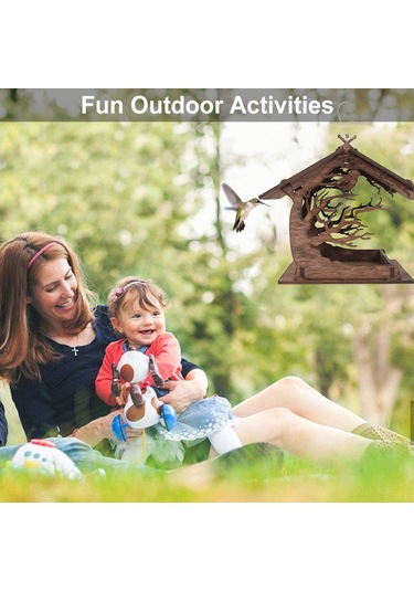 Yuntech01 Ahşap Evcil Kuş Yemehane, Doğal Renkli, Çift Kuş Barınabilir, Bahçe Dekoru, Asma Veya Konabilir, Dıy Montajlı, Çevre Dost Malzeme