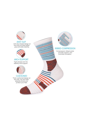 Lemestar Spor Çorapları Basketbol Bisiklet Turizm Kayaklama Orta Boy Antrenman Topuk Ayak Üstü Yumuşak Yastık Kaymaz Dikiş Desenli Tek Çift Pembe