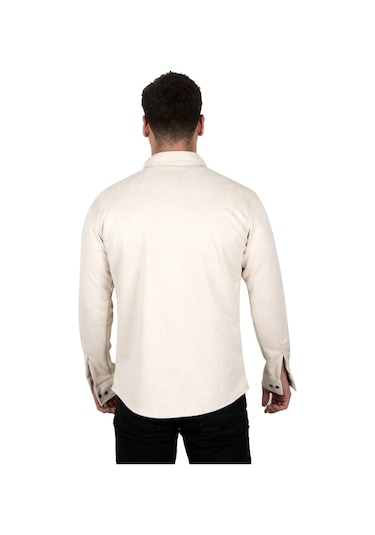 Deepsea Erkek Krem Çift Cep Süet Gömlek 2302329 Krem