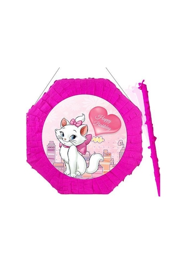 Pinyata Pembe Kedi Pinyata 42 Cm + Sopası Doğum Günü Eğlencesi Diğer