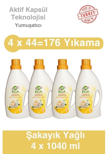 Ega Kimya Aktif Kapsül Teknolojili Şakayık Çamaşır Yumuşatıcısı 4 x 1040 ML
