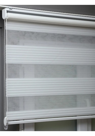 Narinlife Kırık Beyaz Geniş Plise Zebra Stor Güneşlik Perde