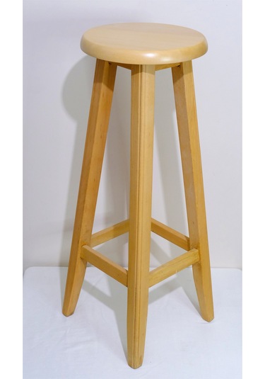 El Yapımı Doğal Ahşap Yuvarlak Tabure 80 Cm Şık Ve Dayanıklı Natural