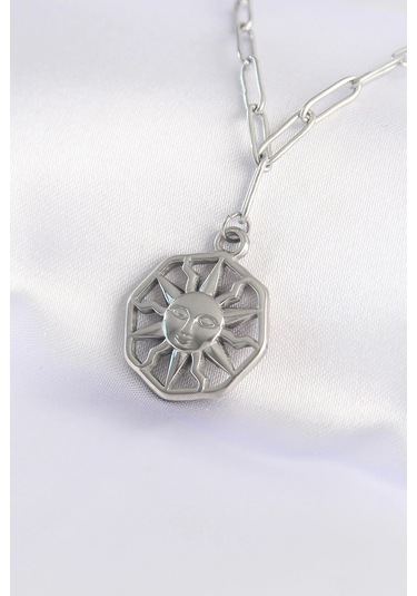 Dodes Dodes 316l Çelik Zincir Gümüş Renk Güneş Kolye Tg27bko8645 Çok Renkli