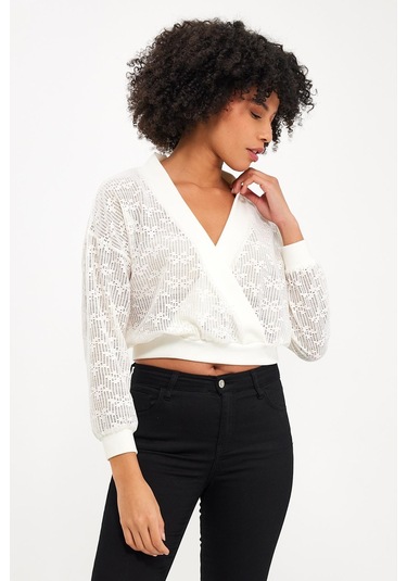 Alexandergardı Kruvaze Yaka Dantel Bluz B23-0095 001