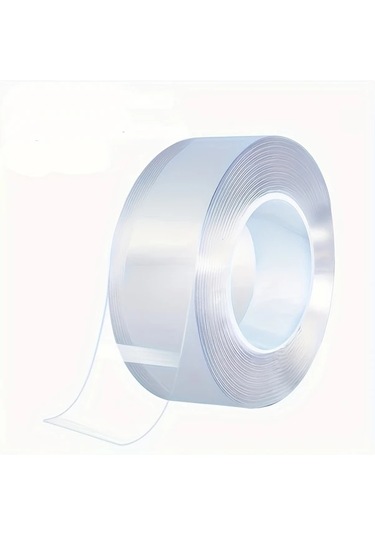 Chenkestoreone 5 Metre Şeffaf Nano Çift Taraflı Bant Yeniden Kullanılabilir Yıkanabilir Kalıcı Yapışkan