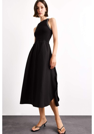 Defacto A Kesim Pamuklu Kolsuz Midi Elbise G1358ax25smbk81 Siyah