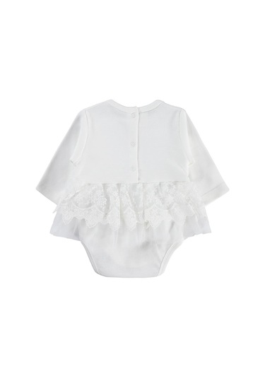 Civil Baby Fırfır Tüllü 3-12 Ay Çıtçıtlı Badi - Ekru