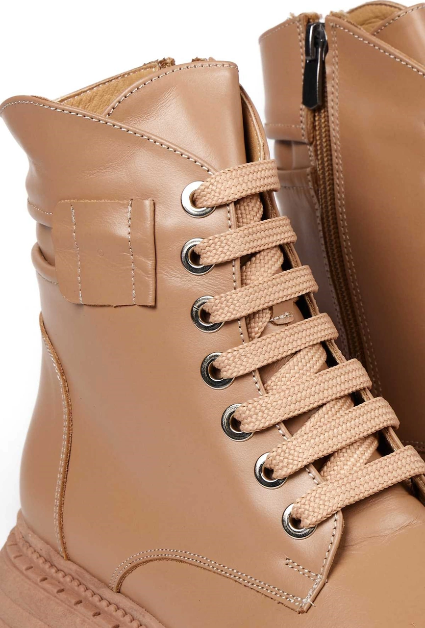 Bestello Bağcıklı Termo Taban Düz Bot 101-22516-02 Kadın Bot Nude