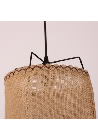 Cappadocia Doğal Jut Siyah Barlı Avize 25x35 Cm Bej