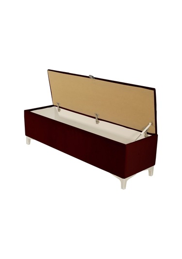 Vetra V2 Sandıklı Puf  Bordo Dilimli Model Sandıklı Bench Puf - Sandıklı Yatak Ucu Bankı
