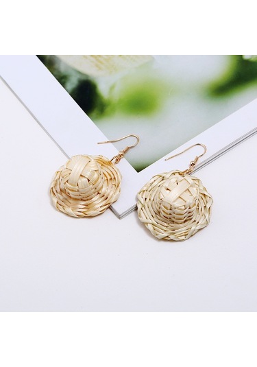 E2002-11 Hat Bamboo Vine Handmade Woven Earrings Bosomia Style Earrings Gümüş