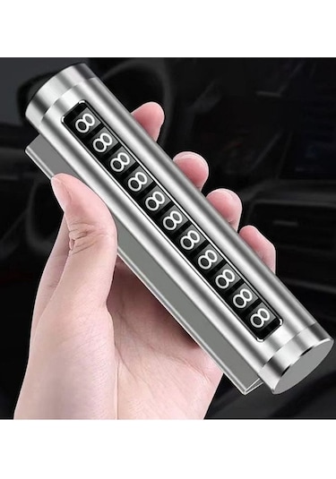 Gri Metal Kasa Numara Çevirmeli Araç İçi Telefon Numaratör Park Numarası Parkmatik Araba Numaratör