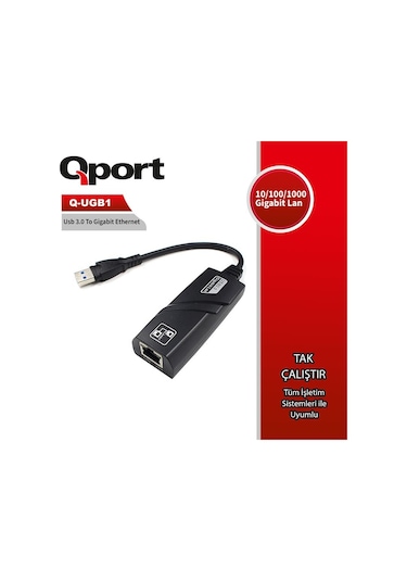 Qport Q-ugb1 Usb 3.0 To Gıgabıt Ethernet 10/100/1000 Dönüştürücü