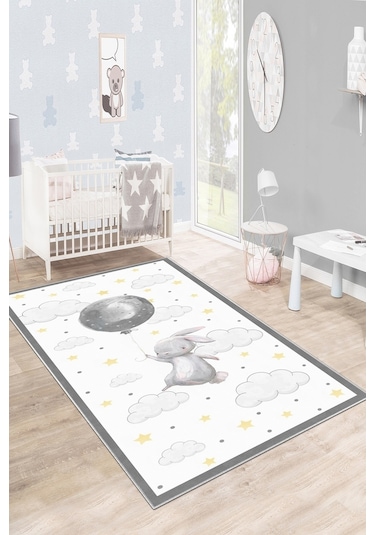 West Home Makinede Yıkanabilir Kaymaz Taban Leke Tutmaz Yıldız Desenli Bebek Ve Çocuk Halısı Oyun Matı Wh 516 White Beyaz