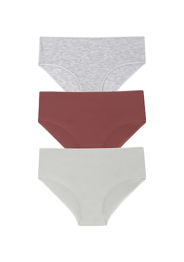 Suwen 3lü Paket Yüksek Bel Slip Külot St0040601a1280 Gri - Vizon