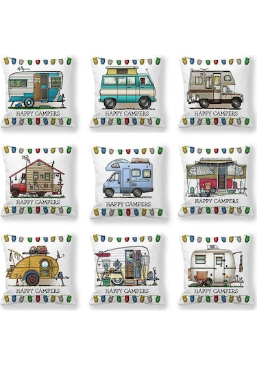 Kampçılar Araba Minder Örtüsü Mutlu Kampçılar Baykuş Yastık No.25 Ekru