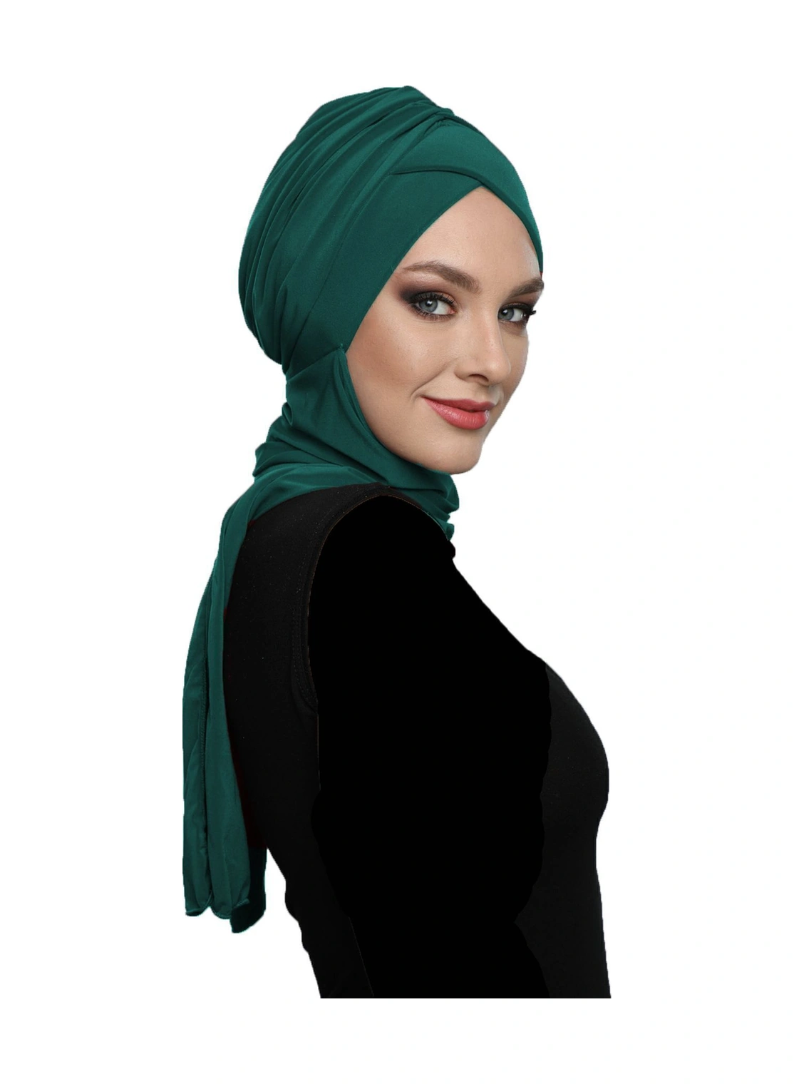 Kardelen Atkılı Astarlı Yeşil Hazır Türban Tesettür Havuz Ve Dış Bone Hürrem