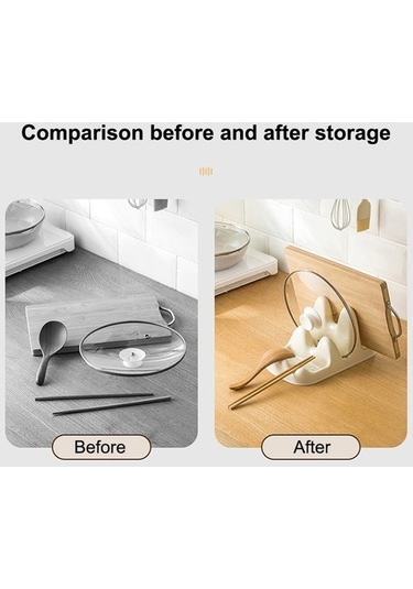 Dancemonkey Cbtx Çift Katmanlı Tencere Kapağı Tutucu Standı, Yemek Kaşığı Dinlenme Rafı - Yeşil Çok Renkli