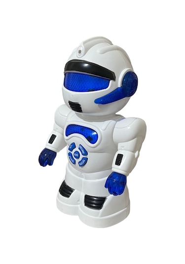 Robot Çarp Dön Sesli Işıklı 15 Fonksiyonlu Robot 25 Cm Mavi