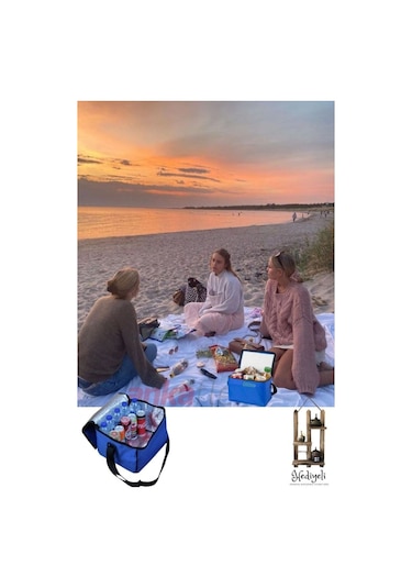 Soğuk Tutucu Termos Çanta Kamp Piknik Oto Soğutucu Buzluk Araç Serin Tutucu Sepet Mavi