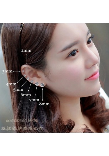 Flybuy Zirkon White-1 Vida Titanyum Size Renk Paslanmaz Pair Mm Küpe Kristal Kore Kadınlar Için Cz Color Cm-gümüş Çelik 8 4 1.50 Ve Gümüş