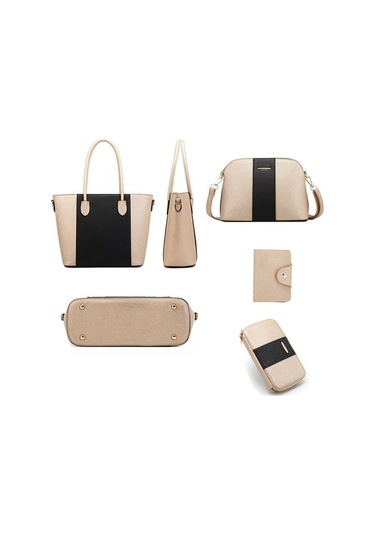 Wondernest Moda Çapraz Çanta 20822 Pu, 4'ü 1 Arada, Büyük Kapasite, Pembe Beyaz Pembe