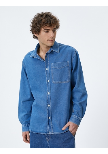Koton Kot Gömlek Ceket Oversize Cep Detaylı Düğmeli Klasik Yaka Orta İndigo 4sam50028nd İndigo Koton Kot Gömlek Ceket Oversize Cep Detaylı Düğmeli Klasik Yaka Orta İndigo 4sam50028nd İndigo