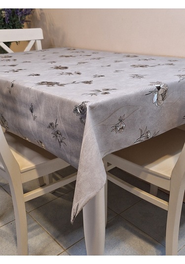 Gümüş Parlak Silinebilir Masa Örtüsü - Elyaflı Pvc Muşamba Gmş002 Gümüş